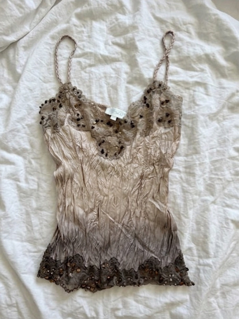 Vintage Kookai 100% Silk Beaded Top